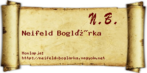 Neifeld Boglárka névjegykártya
